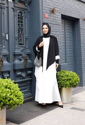Almila Medine İpeği Elbise & Kimono Beyaz- 1003 