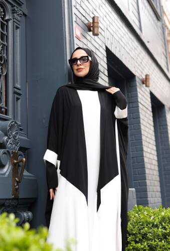 Almila Medine İpeği Elbise & Kimono Beyaz- 1003 - 6