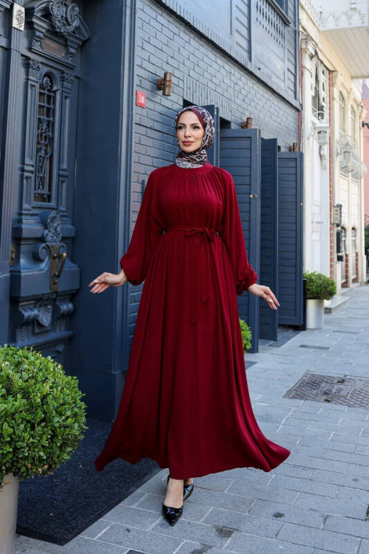BAHAR ELBİSE & Bordo - 2408 - 6