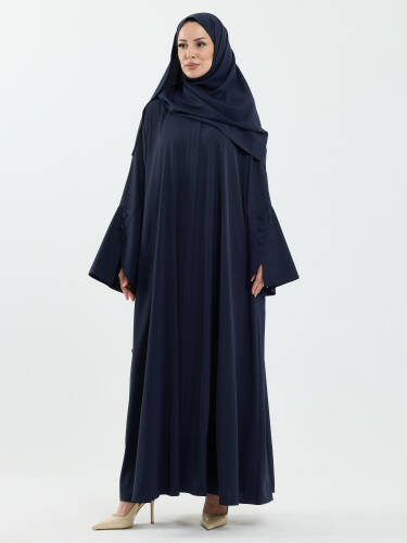 Beyza Şal Hediyeli Dubai Abaya Takım Lacivert - 1021 - Kadeem Giyim