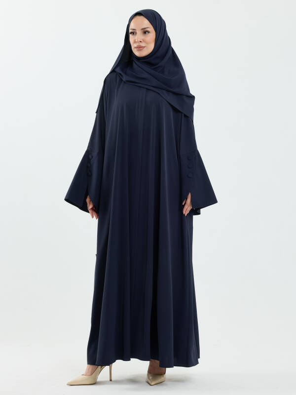 Beyza Şal Hediyeli Dubai Abaya Takım Lacivert - 1021 - 1