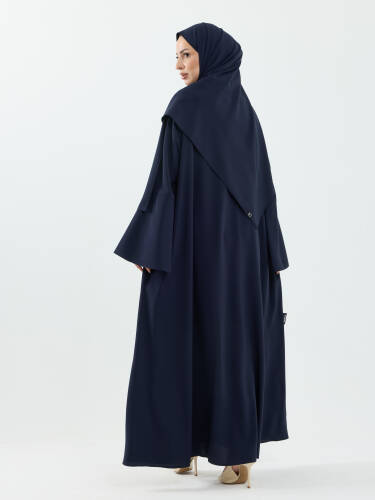 Beyza Şal Hediyeli Dubai Abaya Takım Lacivert - 1021 - 4