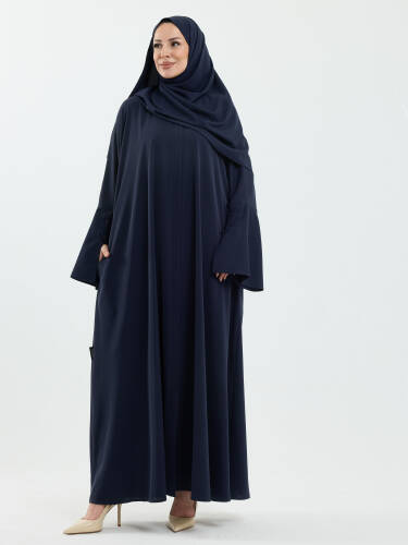 Beyza Şal Hediyeli Dubai Abaya Takım Lacivert - 1021 - 7