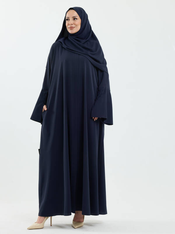 Beyza Şal Hediyeli Dubai Abaya Takım Lacivert - 1021 - 7