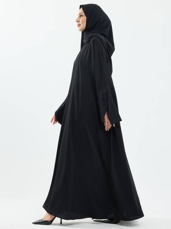 Beyza Şal Hediyeli Dubai Abaya Takım Siyah - 1021 - 2