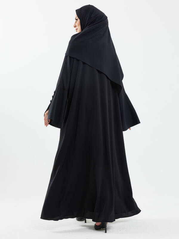 Beyza Şal Hediyeli Dubai Abaya Takım Siyah - 1021 - 3