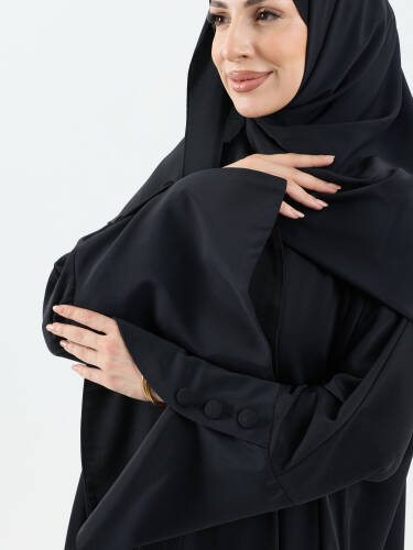 Beyza Şal Hediyeli Dubai Abaya Takım Siyah - 1021 - 4