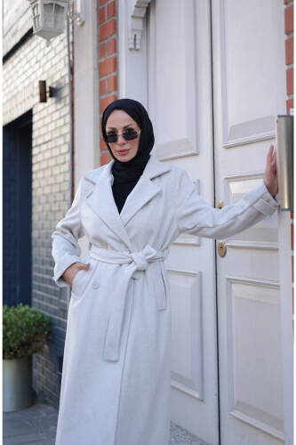 Elzem Moskov Kaşe Kaban Kırık Beyaz -7006 - 4