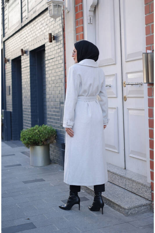 Elzem Moskov Kaşe Kaban Kırık Beyaz -7006 - 5