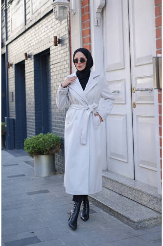 Elzem Moskov Kaşe Kaban Kırık Beyaz -7006 - 6
