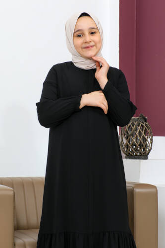 ETEĞİ BÜZGÜLÜ FERACE(ÇOCUK) Siyah - 4001 - 5