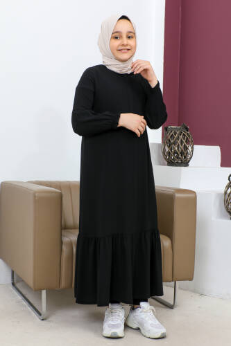ETEĞİ BÜZGÜLÜ FERACE(ÇOCUK) Siyah - 4001 - 9