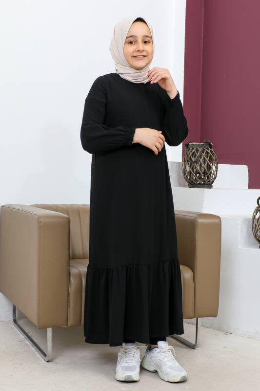 ETEĞİ BÜZGÜLÜ FERACE(ÇOCUK) Siyah - 4001 - 9