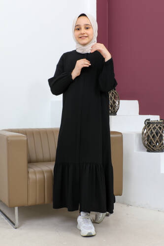 ETEĞİ BÜZGÜLÜ FERACE(ÇOCUK) Siyah - 4001 - 10