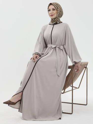 Lamira Biyeli Medine İpeği Ferace - Bej - 3