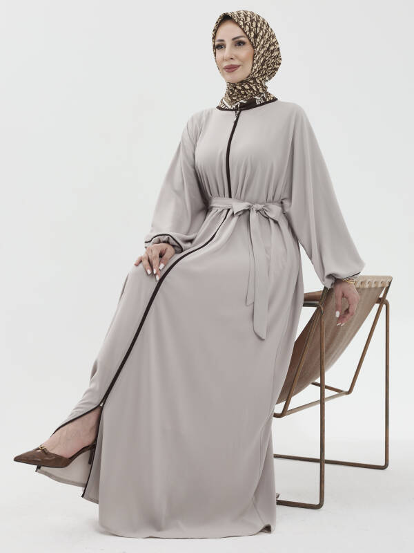 Lamira Biyeli Medine İpeği Ferace - Bej - 3