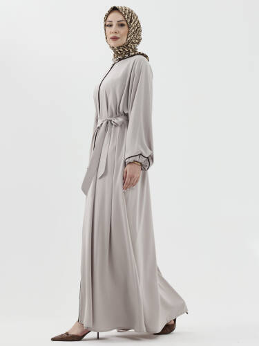 Lamira Biyeli Medine İpeği Ferace - Bej - 6