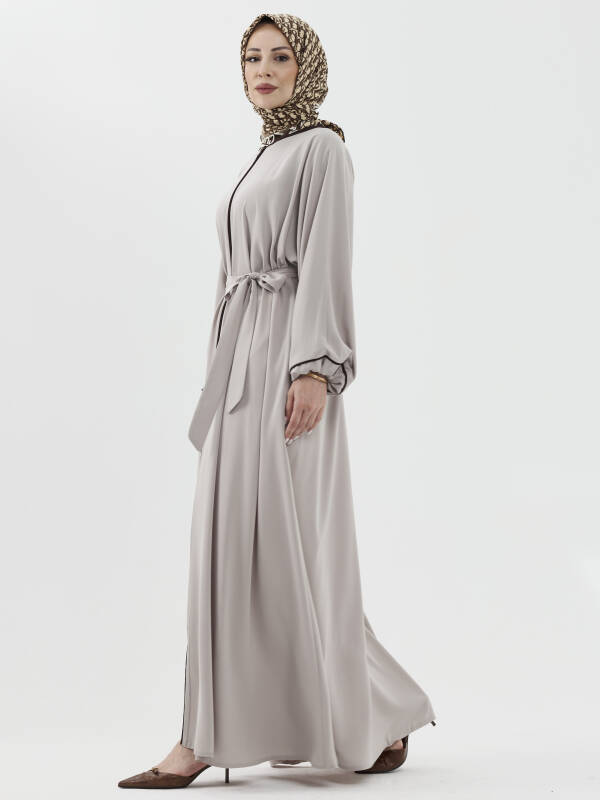 Lamira Biyeli Medine İpeği Ferace - Bej - 6