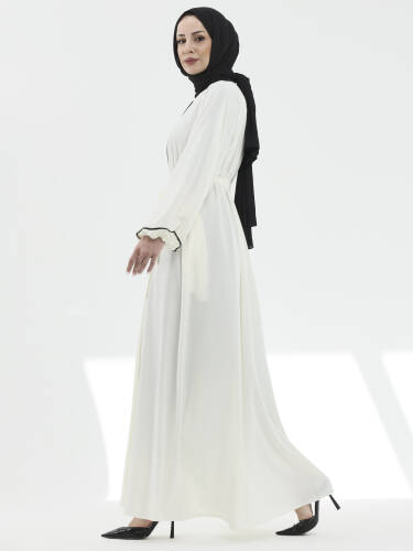 Lamira Biyeli Medine İpeği Ferace - beyaz - 5
