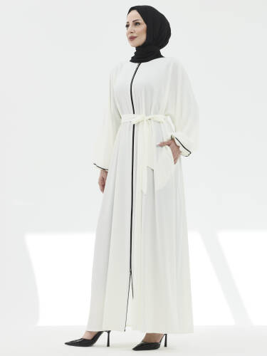 Lamira Biyeli Medine İpeği Ferace - beyaz - 6