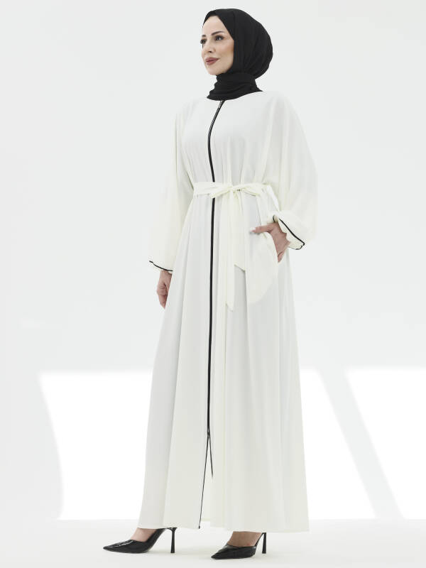 Lamira Biyeli Medine İpeği Ferace - beyaz - 6