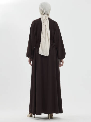 Lamira Biyeli Medine İpeği Ferace - Kahve - 4