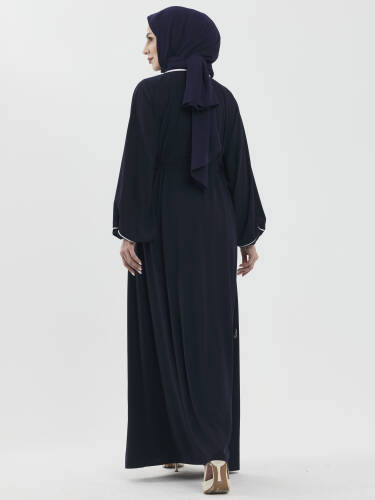 Lamira Biyeli Medine İpeği Ferace - Lacivert - 4
