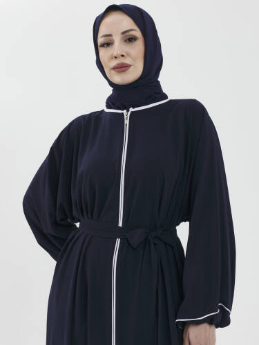 Lamira Biyeli Medine İpeği Ferace - Lacivert - 7