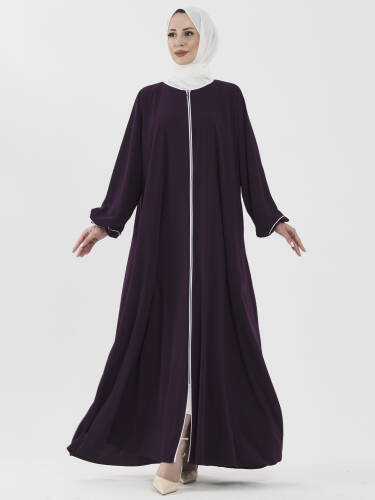 Lamira Biyeli Medine İpeği Ferace - Mor - 6