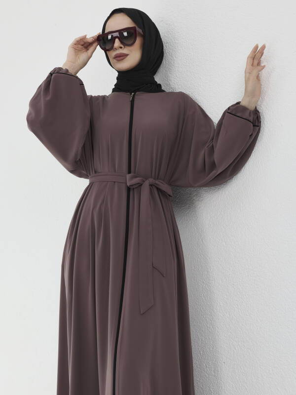 Lamira Biyeli Medine İpeği Ferace - Vizon - 3