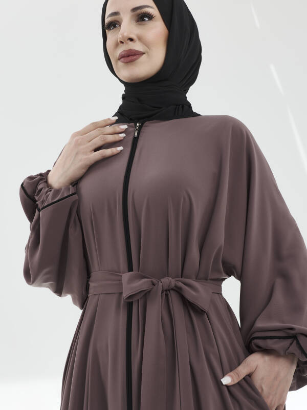 Lamira Biyeli Medine İpeği Ferace - Vizon - 4