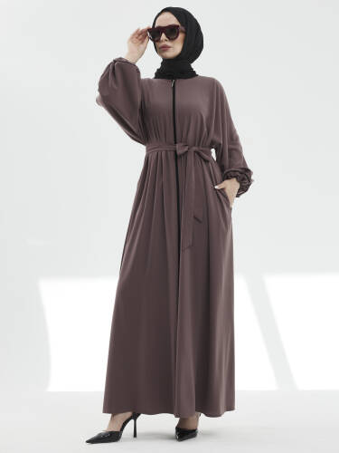 Lamira Biyeli Medine İpeği Ferace - Vizon - 5