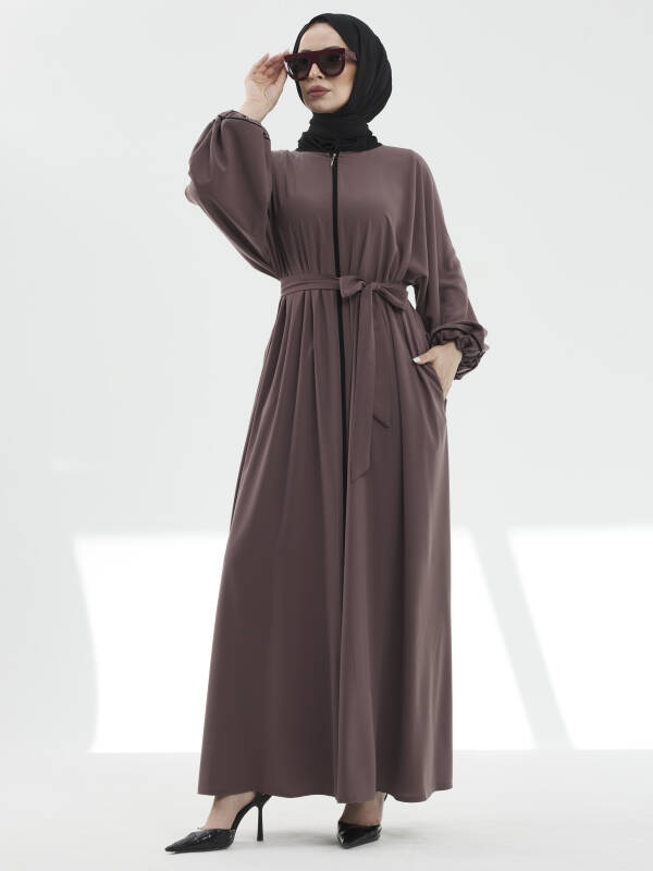Lamira Biyeli Medine İpeği Ferace - Vizon - 5