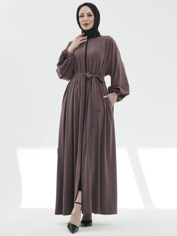 Lamira Biyeli Medine İpeği Ferace - Vizon - 6