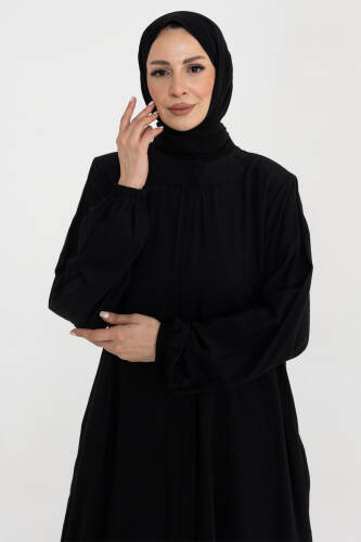 Mercan Tunik Pantolon Takım Viskon Yıldız Kumaş Siyah- 422607 - Kadeem Giyim (1)