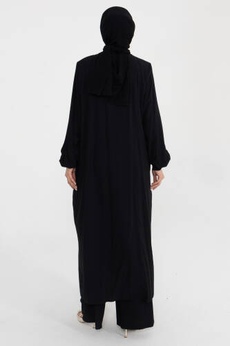 Mercan Tunik Pantolon Takım Viskon Yıldız Kumaş Siyah- 422607 - 4