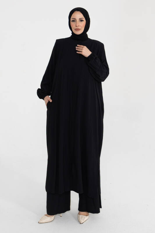 Mercan Tunik Pantolon Takım Viskon Yıldız Kumaş Siyah- 422607 - 5