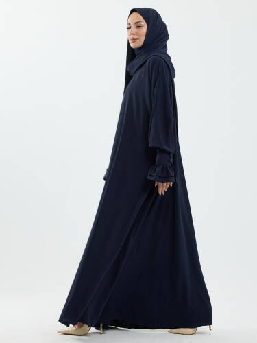 Meryem Şal Hediyeli Dubai Abaya Lacivert - 1016 - 3