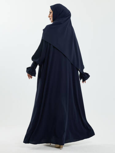 Meryem Şal Hediyeli Dubai Abaya Lacivert - 1016 - 6