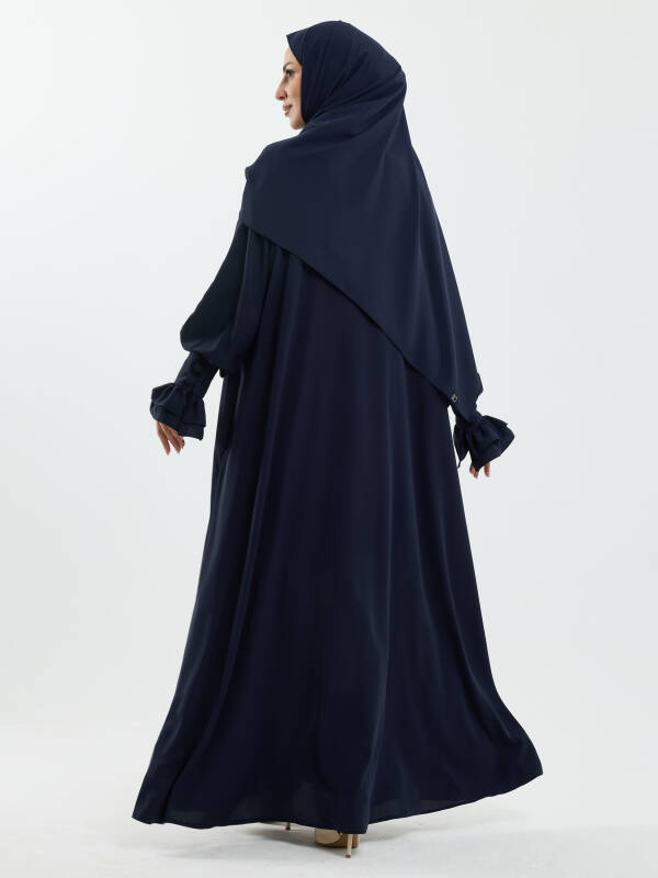 Meryem Şal Hediyeli Dubai Abaya Lacivert - 1016 - 6