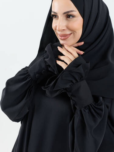 Meryem Şal Hediyeli Dubai Abaya Siyah - 1016 - 4