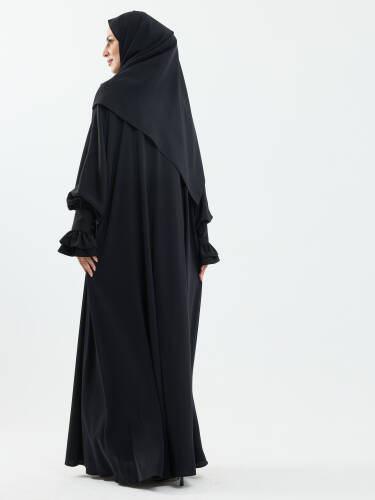 Meryem Şal Hediyeli Dubai Abaya Siyah - 1016 - 5