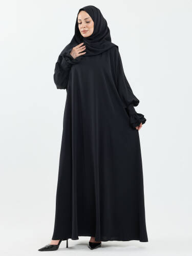 Meryem Şal Hediyeli Dubai Abaya Siyah - 1016 - 6