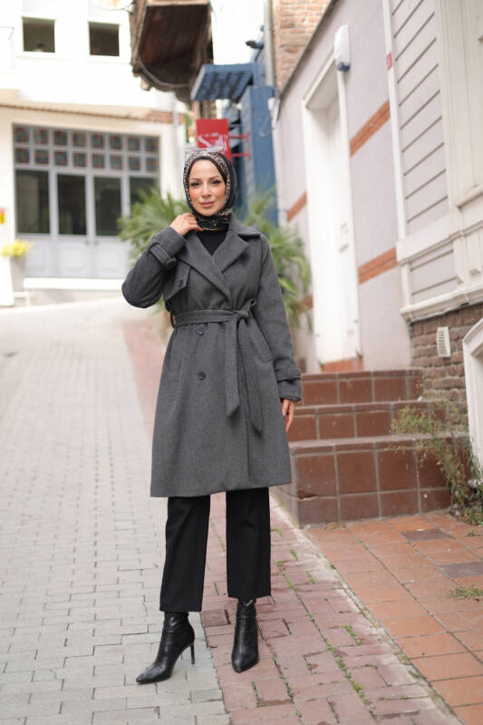 Mevira Moscov Kaşe Kaban Füme - 7004 - 1