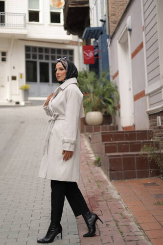 Mevira Moscov Kaşe Kaban Kırık Beyaz - 7004 - Kadeem Giyim (1)