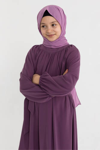 Reglan Kol Büzgülü Çocuk Elbise- gül kurusu - 4