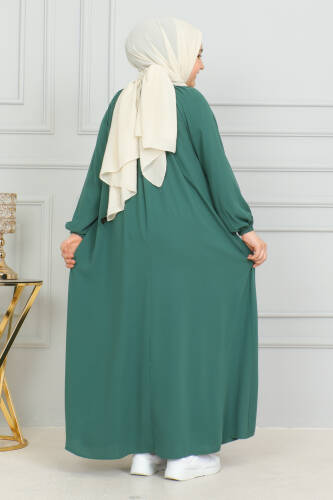 Reglan Kol Büzgülü Çocuk Elbise- yeşil - 4