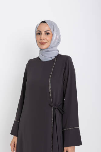 Silve Dubai İpeği Abaya Füme -1012 - Kadeem Giyim (1)