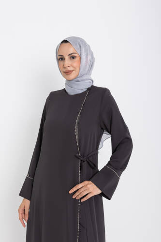 Silve Dubai İpeği Abaya Füme -1012 - 3
