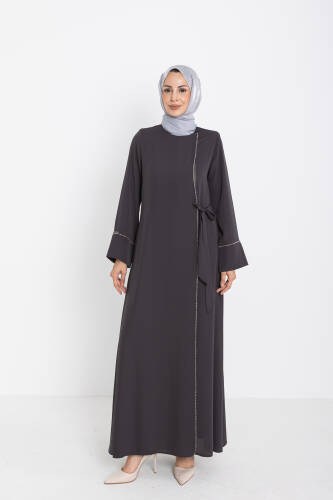 Silve Dubai İpeği Abaya Füme -1012 - 4